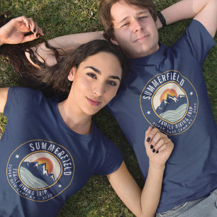 T-shirt Retro Mountains Famille Randonnée Correspondant Pa