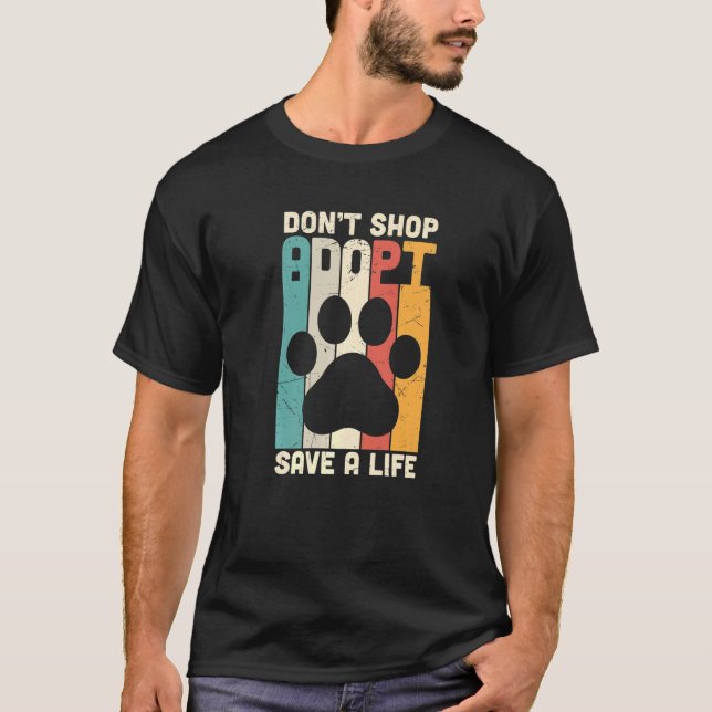T-shirt Retro Ne pas acheter Adoptez Save A Life Secourt K (Devant)