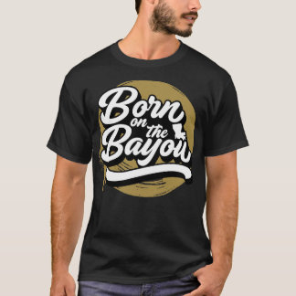 T-shirt Retro Né sur Bayou Word Art Louisiana Louisi