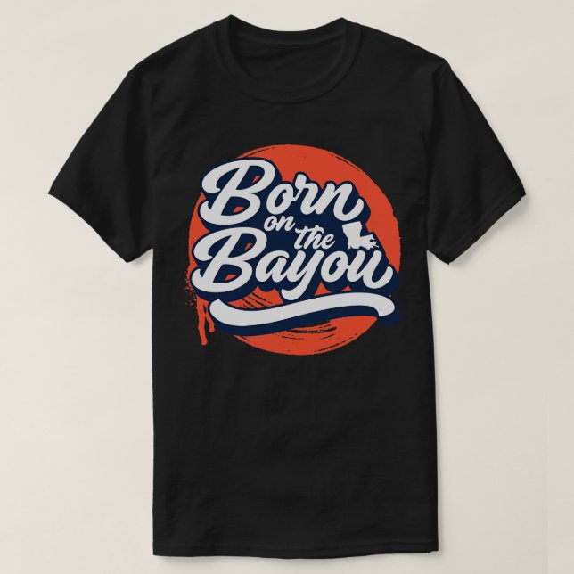 T-shirt Retro Né sur Bayou Word Art Louisiana Louisi (Design devant)