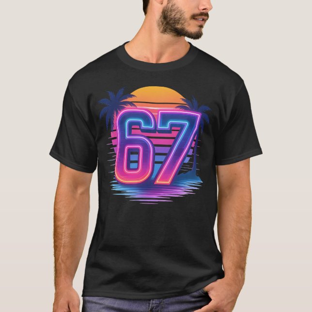T-shirt Retro Neon 67 Esthétique (Devant)