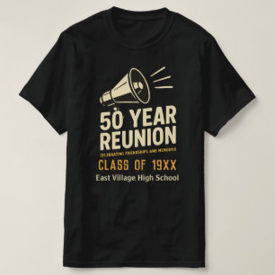 T-shirt Retro Noir Vintage Gras 50 Ans de Réunion de Promo