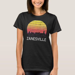 T-shirt Rétro Ohio Zanesville Skyline Vintage Urban Buildi