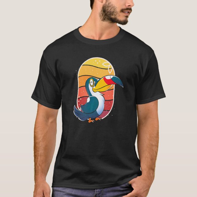 T-shirt Retro Oiseau Forêt tropicale Animal Oiseau tropica (Devant)