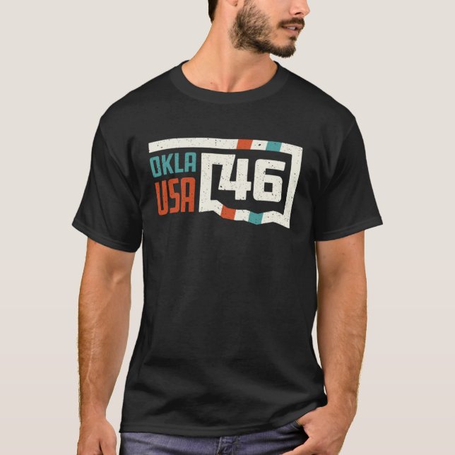 T-shirt Retro Oklahoma State Map Okla USA 46th State Vinta (Devant)