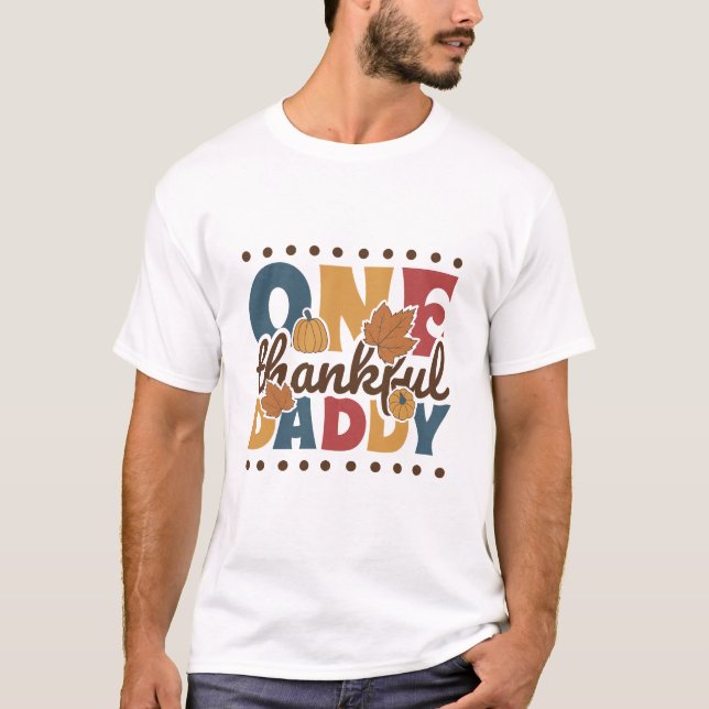 T-shirt Retro One Thankful Daddy - Thanksgiving (Devant)