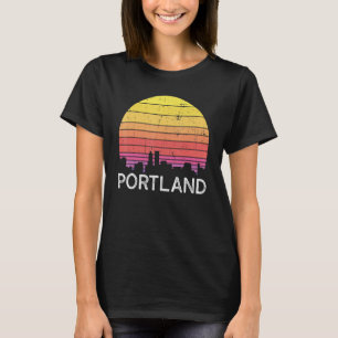T-shirt Rétro Oregon Portland Skyline Vintage Urban Buildi