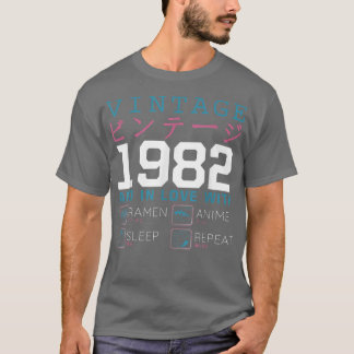 T-shirt Retro Otaku Kanji Vintage 1982 Anniversaire Ramen