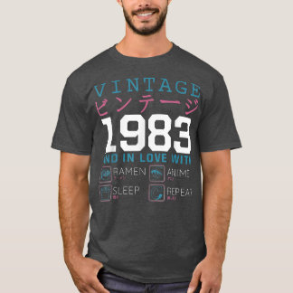 T-shirt Retro Otaku Kanji Vintage 1983 Anniversaire Ramen 