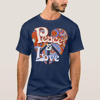 T-shirt Retro Paix et Amour Coeur Vintage