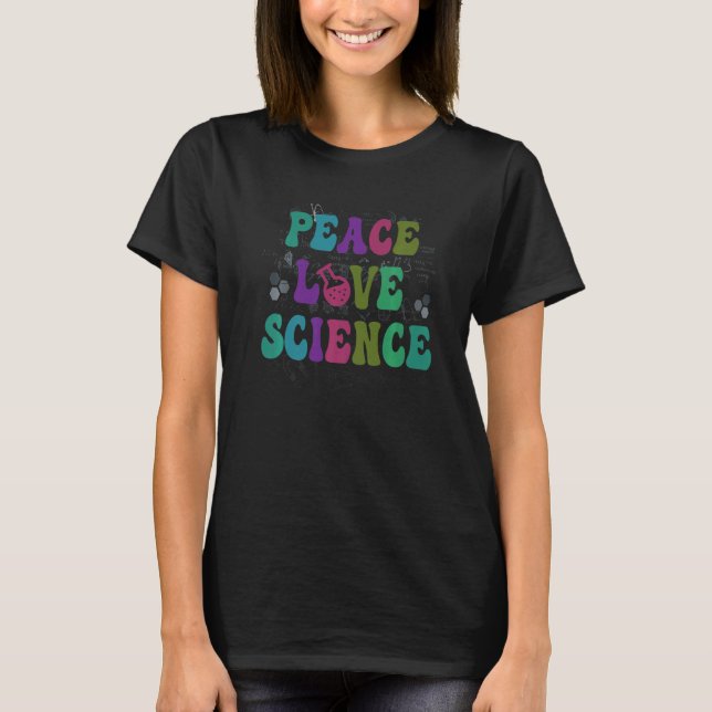 T-shirt Retro PAIX LOVE SCIENCE Technologie Super Équipe S (Devant)