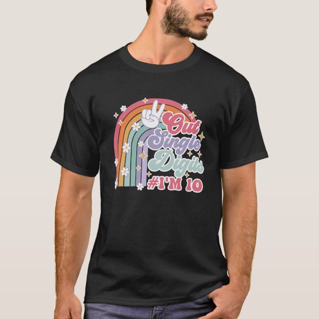 T-shirt Retro Paix Super Out Chiffres simples Je suis 10 a (Devant)