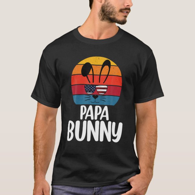 T-shirt Retro Papa Bunny, Happy Pâques Daddy Bunny Matchin (Devant)