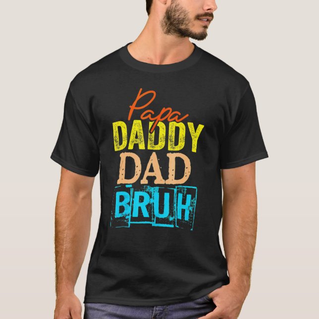 T-shirt Retro Papa Transition Papa Papa Dada Papa Papa Bru (Devant)