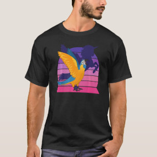 T-shirt Retro Parrot I aile Unicorne I Bleu gorge Maca