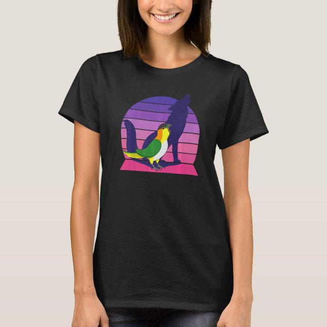 T-shirt Retro Parrot I Howling Wolf I hurler tête noire (Devant)