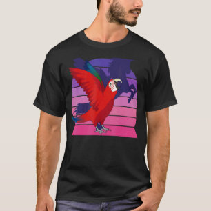 T-shirt Retro Parrot I Winged Unicorn I Green ailé Macaw