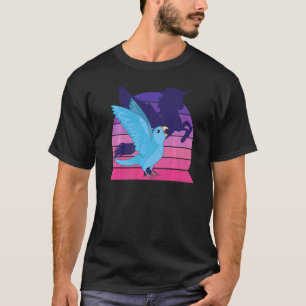 T-shirt Retro Parrot I Winging Unicorn I hurle Blue Park