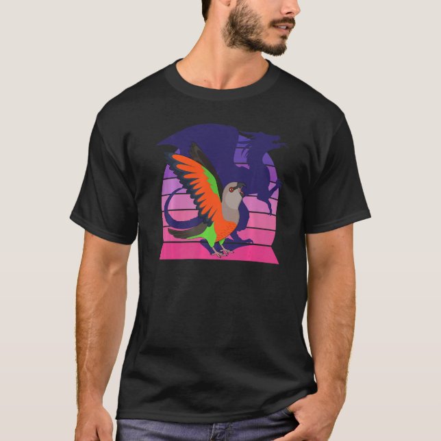 T-shirt Retro Parrot I WingwingDragon I hurle Red Belli (Devant)
