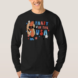T-shirt Retro Party In Usa Hot Dog 4 Juillet Partie