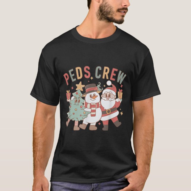 T-shirt Retro Peds Crew Christmas Pediatric Nurse Nursing  (Devant)