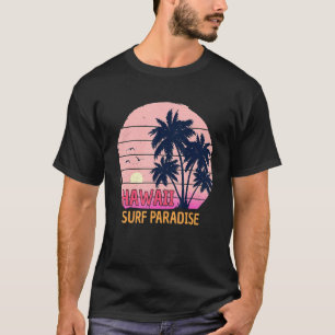 T-shirt Rétro Pink Hawaii Surf Paradise Summer Family Palm