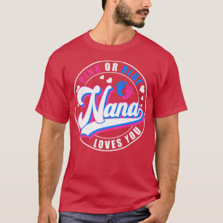 T-shirt Retro Pink Or Blue Nana Loves You Baby Gender Reve
