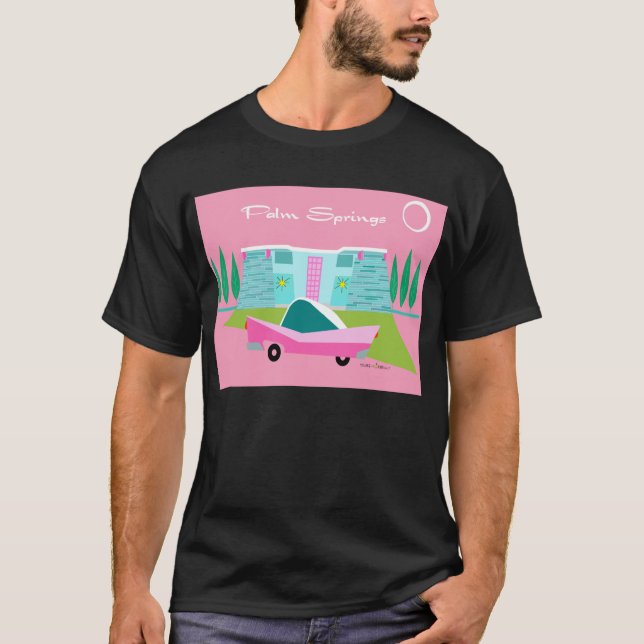 T-shirt Retro Pink Palm Springs (Devant)