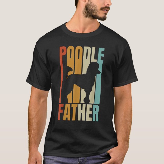 T-shirt Retro Poodle Père Cool Chien papa (Devant)