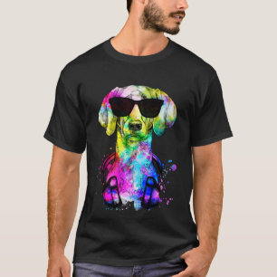 T-shirt Retro Pop Weimaraner Portrait de chien avec casque