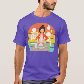 T-shirt Retro Pottery Woman Ceramic Kiln
