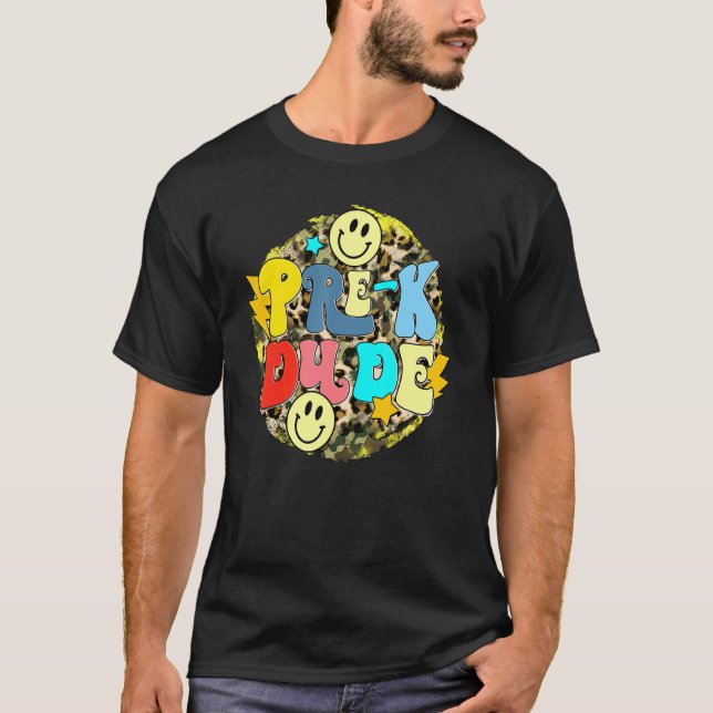 T-shirt Retro PrK Dude Happy Face Retour À L'École Enseign (Devant)