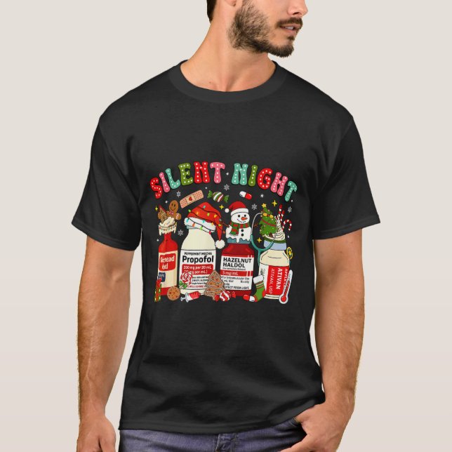 T-shirt Retro Profol Silent Night Icu Nurses Funny Merry C (Devant)