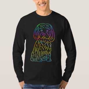 T-shirt Retro Psychedelic Poodle Chien Chien Chien Chien C