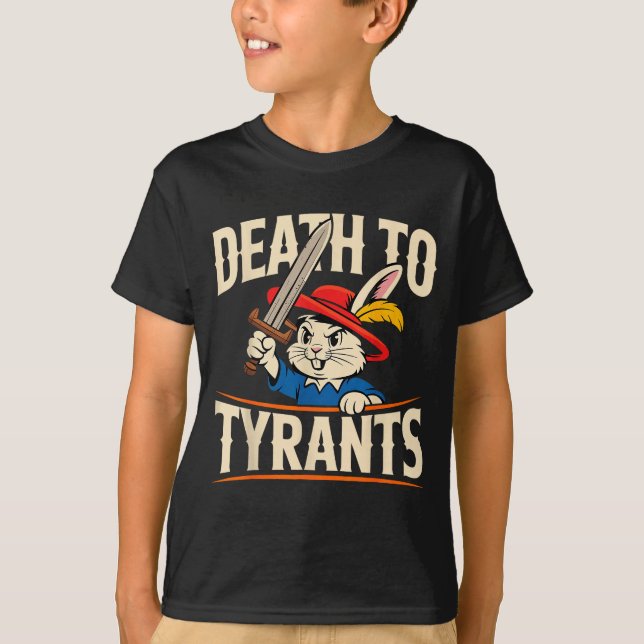 T-shirt Retro Rabbit Meme Death To Tyrants Funny  (Devant)