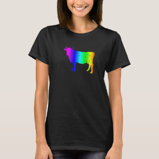 T-shirt Retro Rainbow Bull Silhouette Graphic