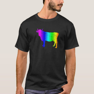 T-shirt Retro Rainbow Bull Silhouette Graphic