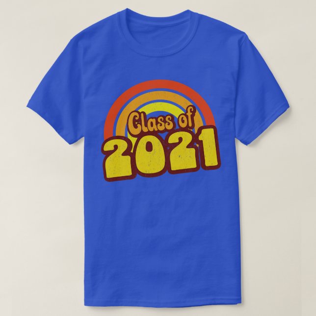 T-shirt Retro Rainbow Class de 2021 en détresse (Design devant)
