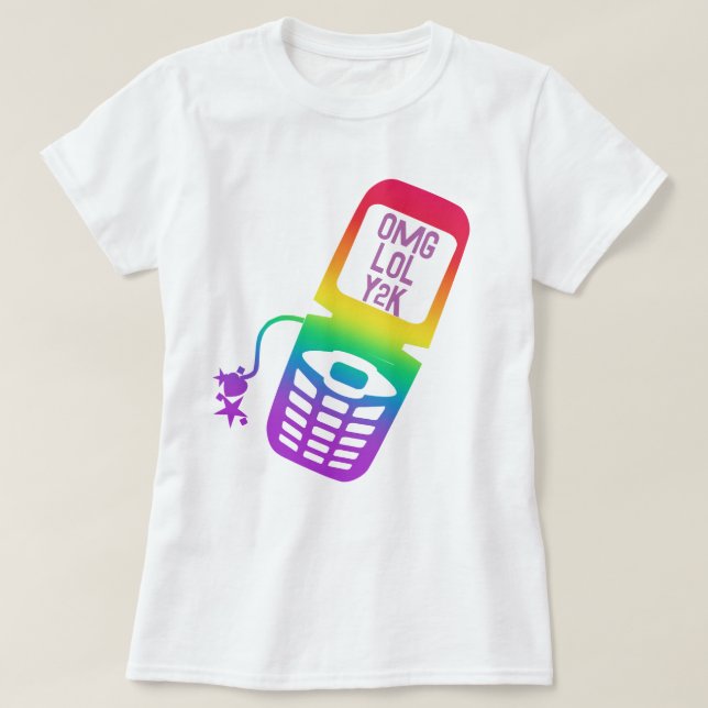 T-Shirt Retro Rainbow Flip Phone (Design devant)