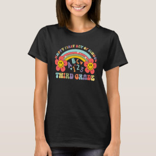 T-shirt Retro Rainbow Heureux Premier Jour De L'École Troi