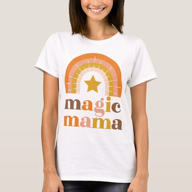 T-shirt Retro Rainbow Mama boho (Devant)