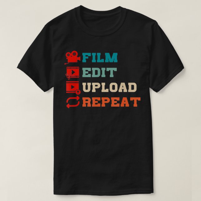 T-shirt Rétro réalisateur cinématographique faire un film  (Design devant)