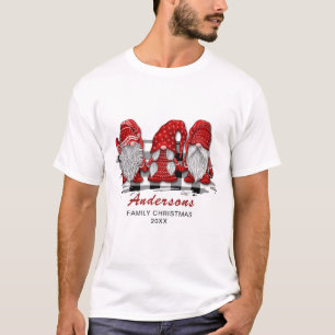 T-shirt Retro Red Gnomes Noël Buffalo Holiday