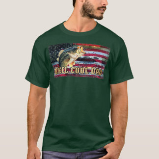 T-shirt Retro Reel Cool Dad America Flag Fishing Daddy Fat