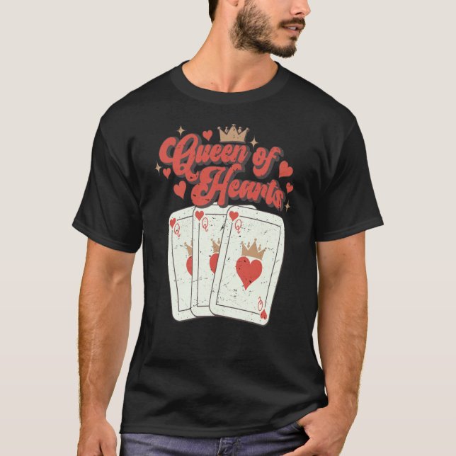 T-shirt Retro Reine Des Coeurs Jouer Des Cartes Saint Vale (Devant)