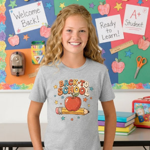T-shirt Rétro. Retour à l'école. Mignon. Coloré.