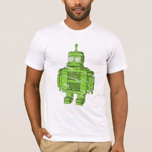 T-shirt Rétro robot vert avec des éraflures
