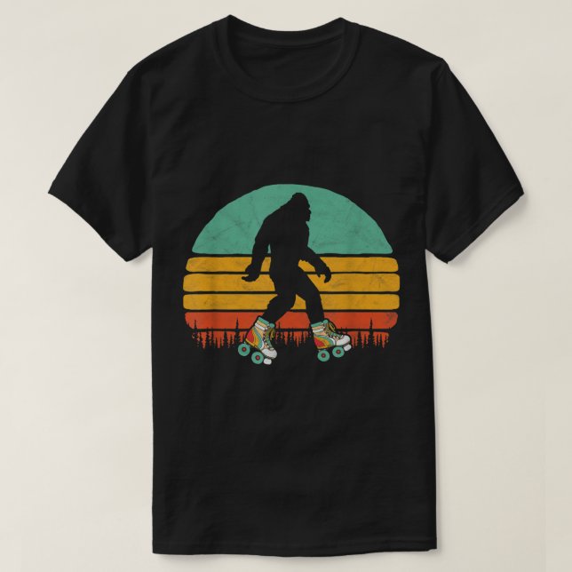 T-shirt Retro Roller Skating Bigfoot Design (Design devant)