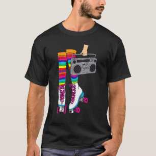 T-shirt Retro Rollerskates 80's Roller Disco Skating Girl