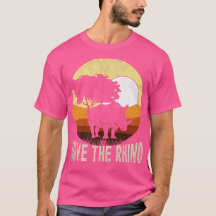T-shirt Retro Safari Animal Sauvez Le Rhino
